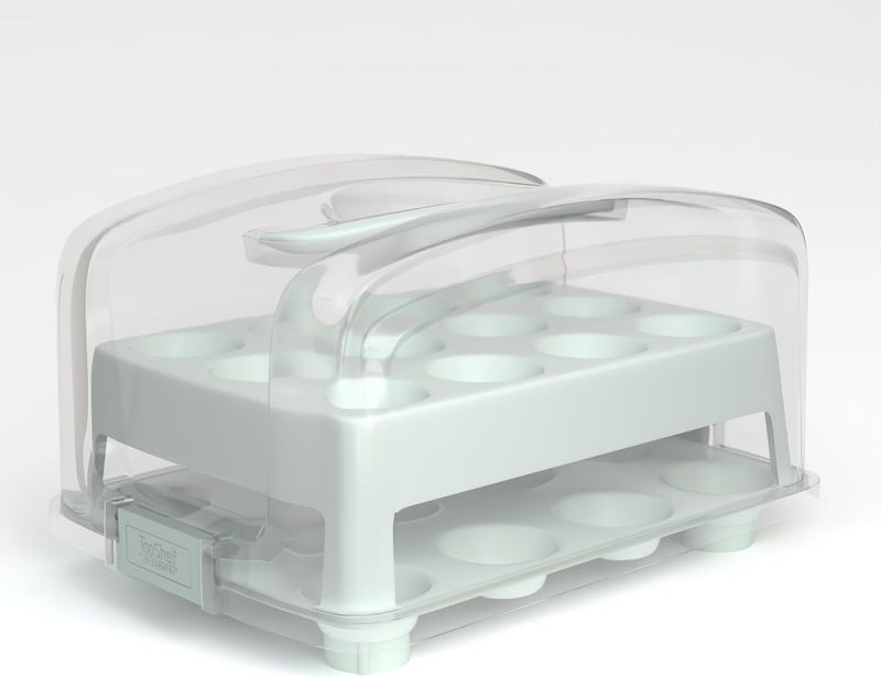 Top Shelf Elements MINI Cupcake Box. NOT For Standard Size Cupcakes. Fashionable Green Carrier Holds 24 MINI-Size Cupcakes, Cupcake Traveler, - Image 1
